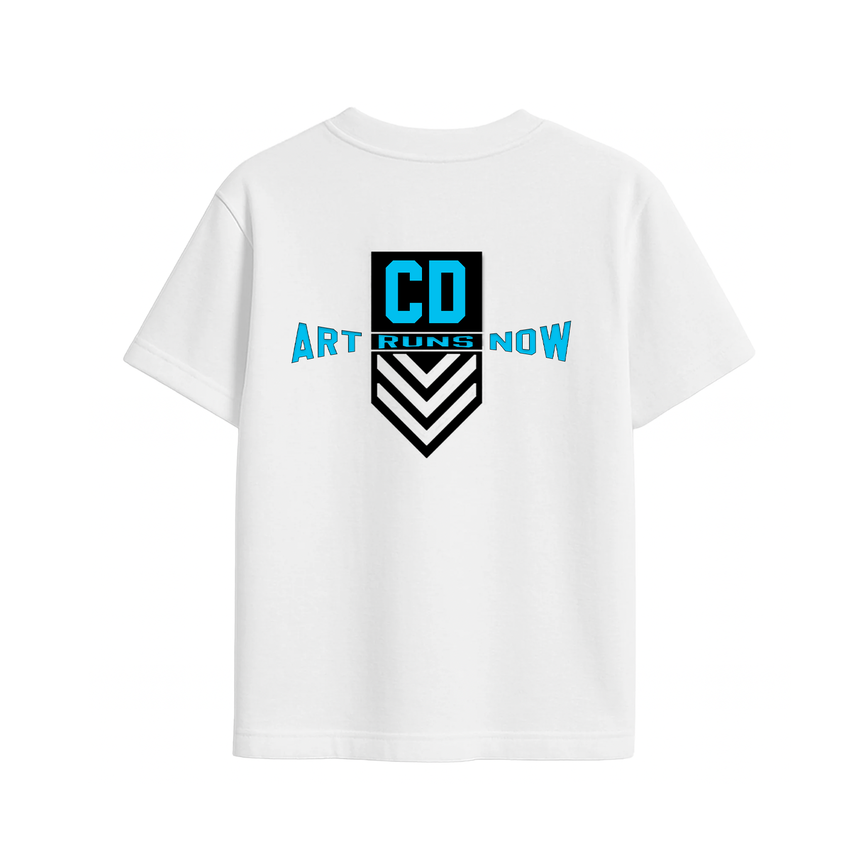 T-Shirt - ART RUNS NOW - (White & Blue)