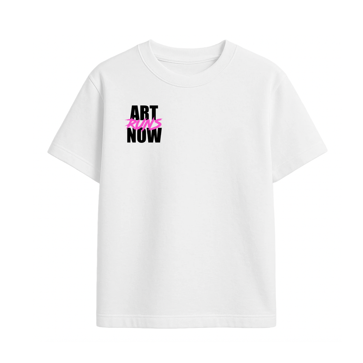 T-Shirt - ART RUNS NOW - White & Pink